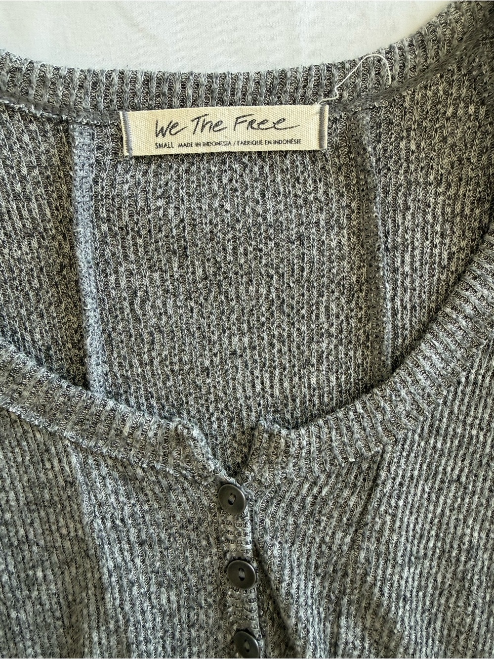 We The Free Heather Gray Ribbed Button-Front Knit Dress - Picture 5 of 10